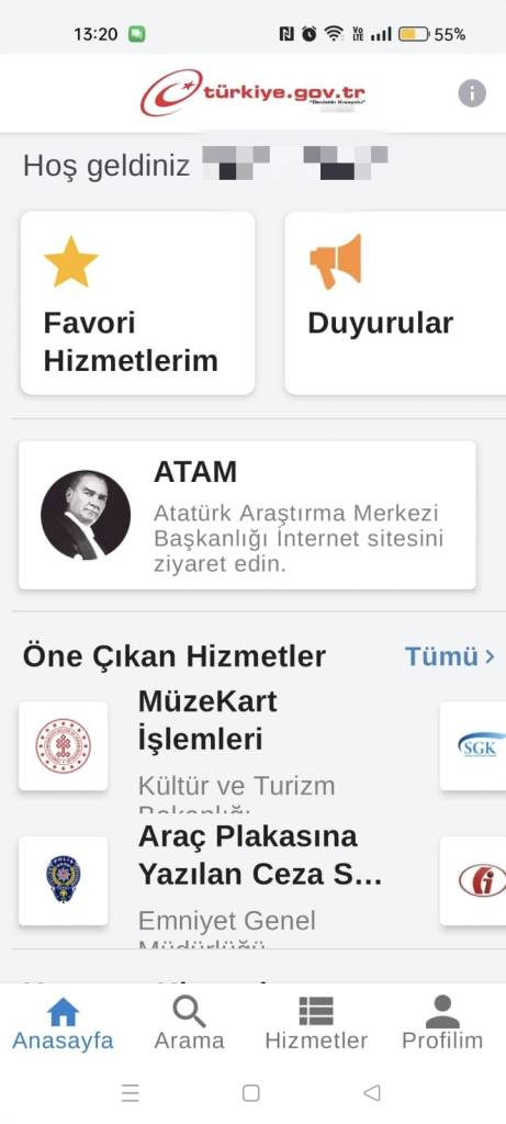 ilk adım e-devletinize giriniz